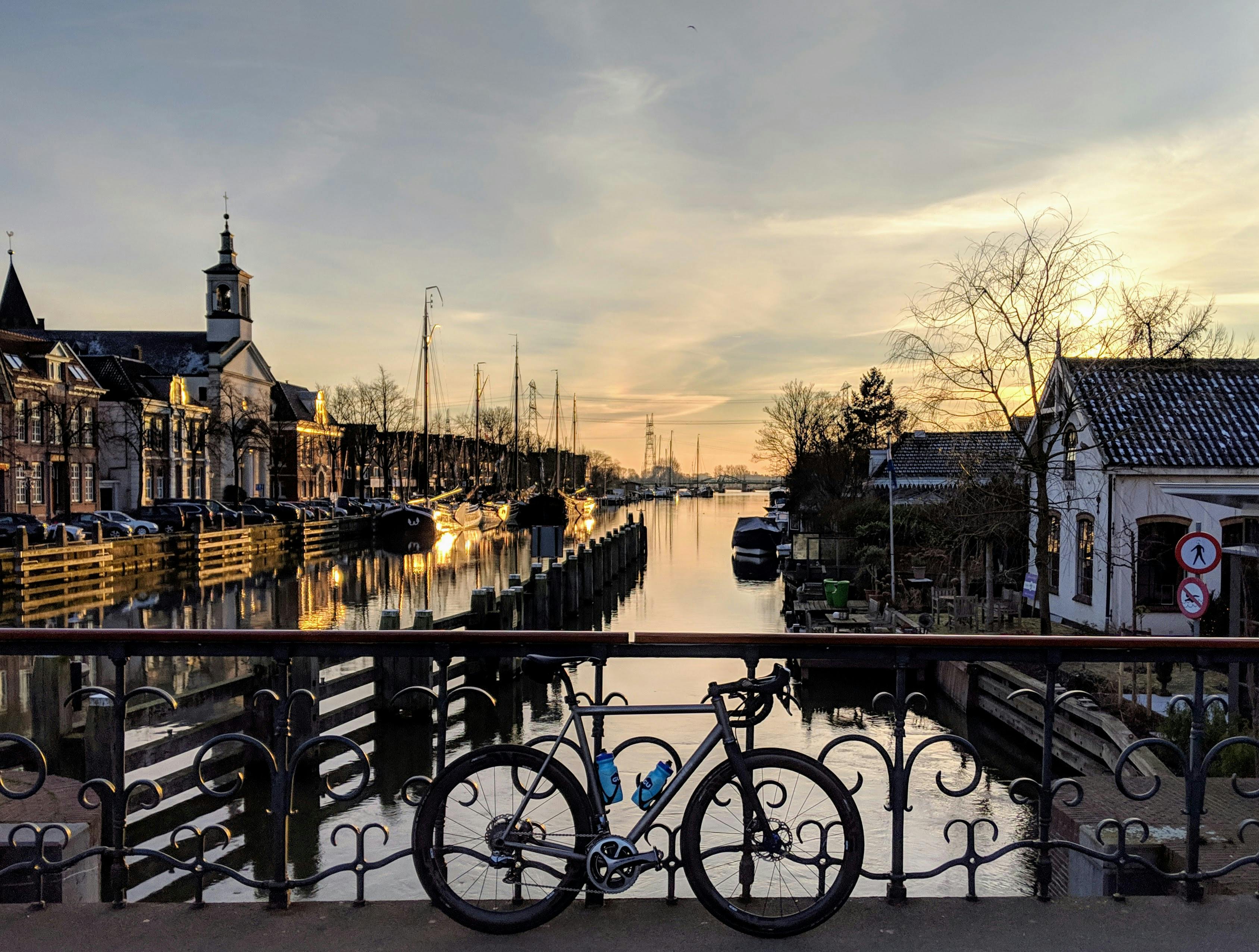 Cycling in a Dutch winter afternoon