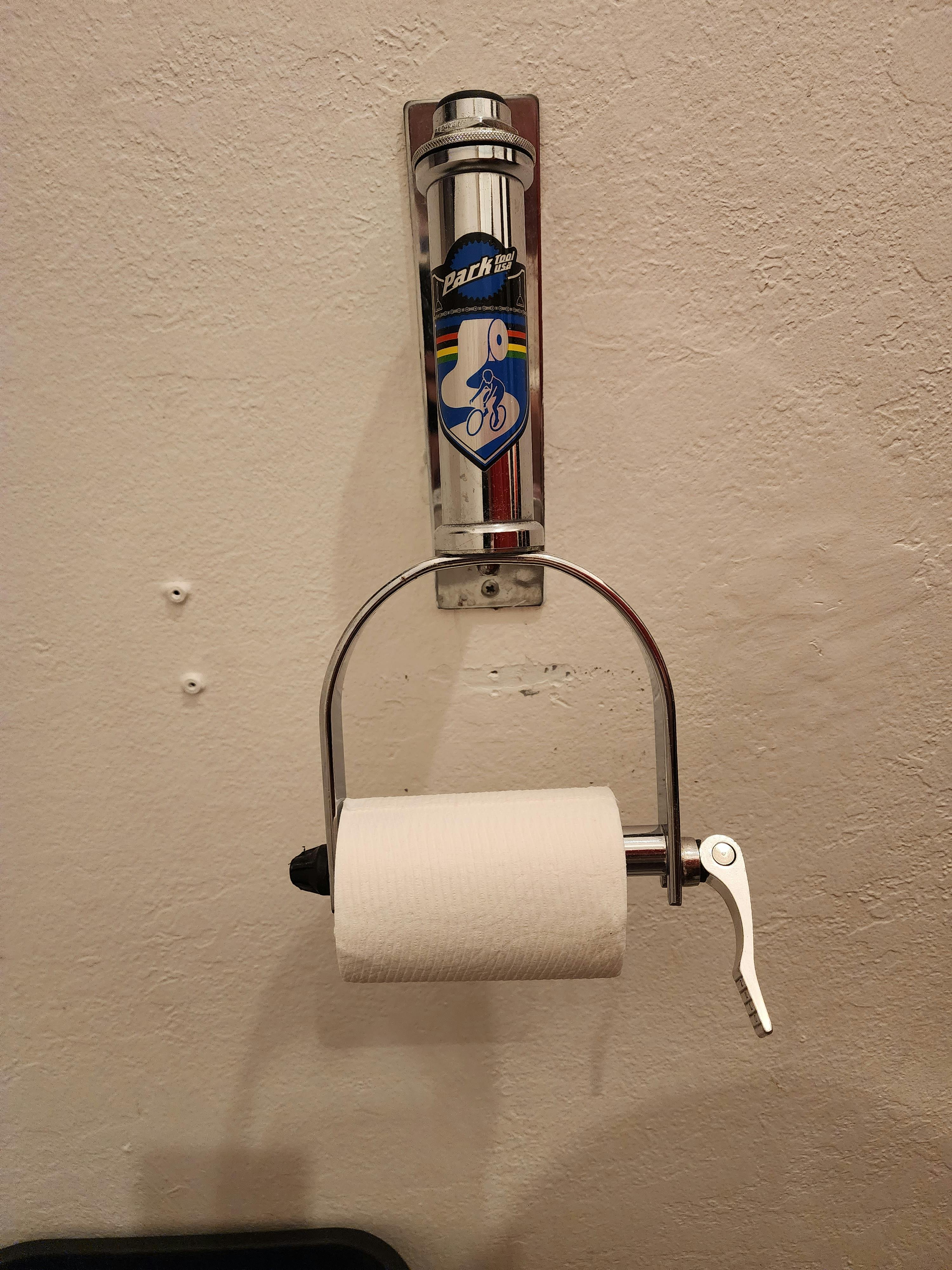 Bike components toilet paper holder